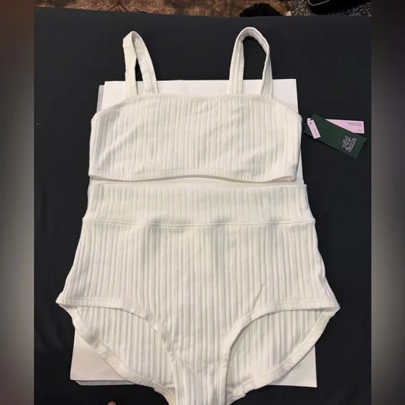 Women's Sweater Rib Bra & Hot Pant Set - Wild Fable™ Cream L - Picture 3 of 7